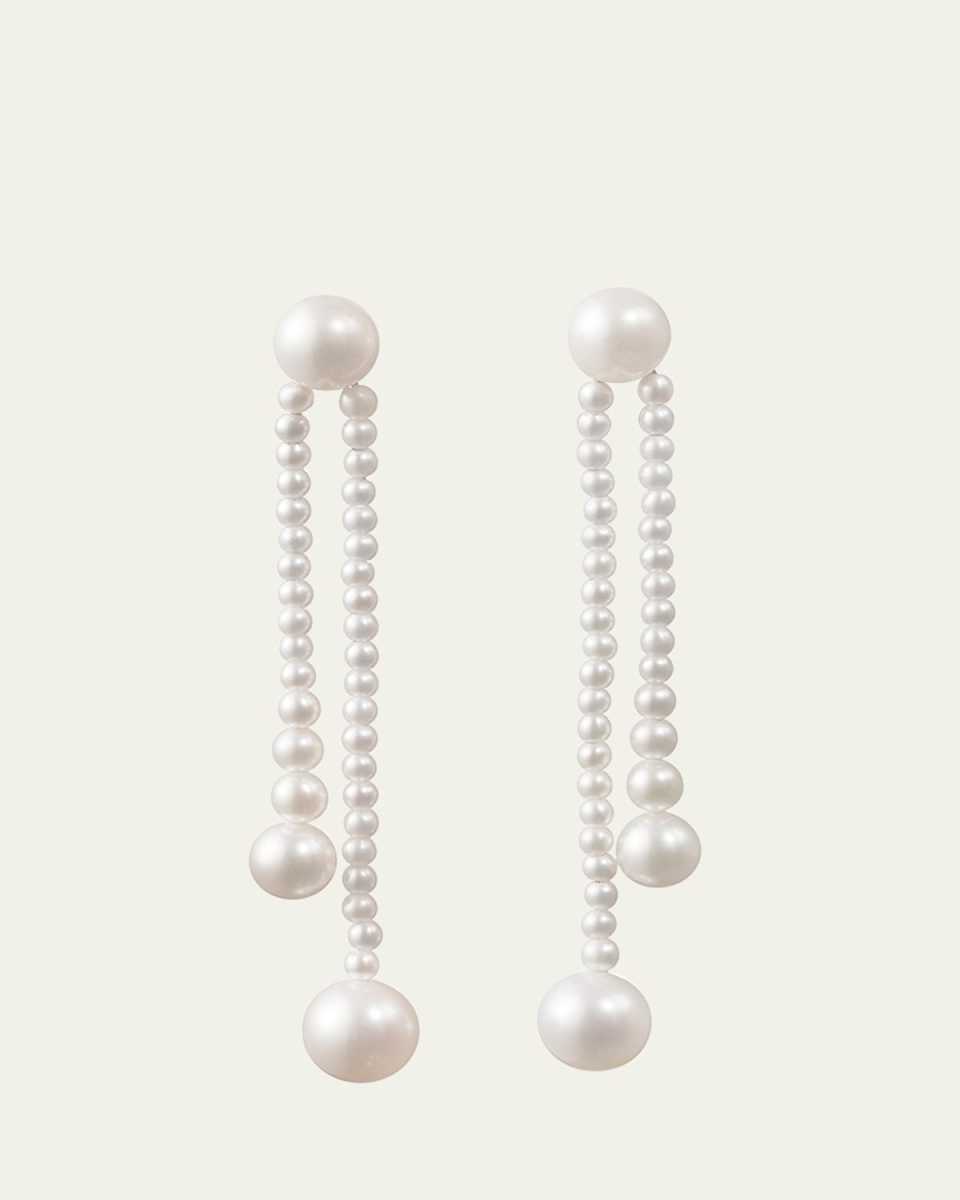 Grand Ruban de Perle 2-Strand Long Drop Earrings
